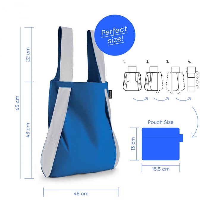Sacosa-rucsac Notabag, material reflectorizant, Albastru [3]