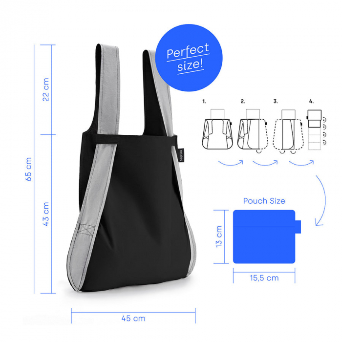 Sacosa-rucsac Notabag, material reflectorizant, Negru [3]