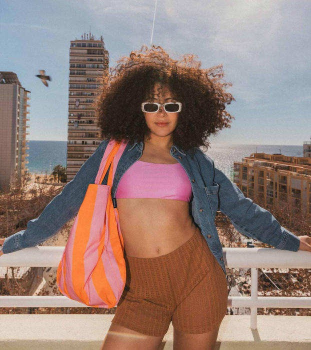 Sacosa-rucsac Notabag - Orange / Pink Stripes [6]