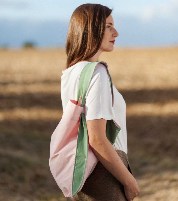 Sacosa-rucsac Notabag Verde / Roz [7]