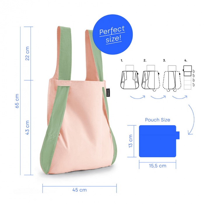 Sacosa-rucsac Notabag Verde / Roz [4]