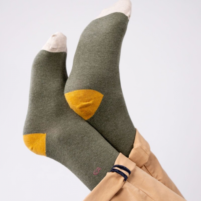 Sosete simple, bumbac, kaki (tricolor) - marime universala [6]