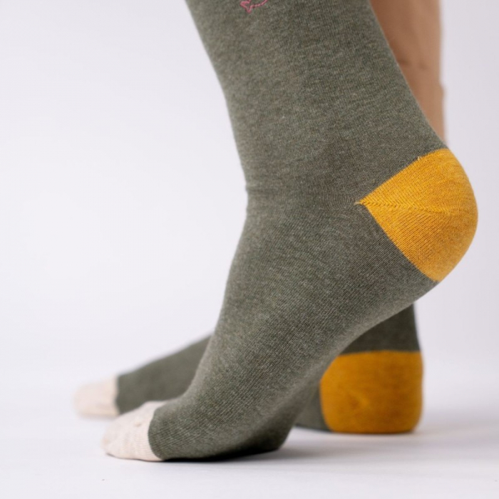 Sosete simple, bumbac, kaki (tricolor) - marime universala [5]
