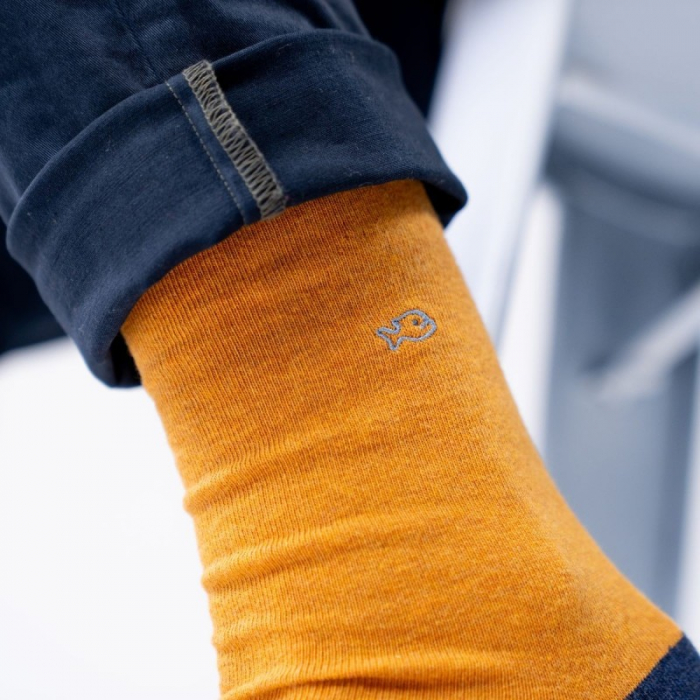 Sosete simple, bumbac, mustar (tricolor) - marime universala [4]