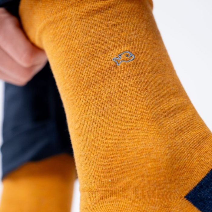 Sosete simple, bumbac, mustar (tricolor) - marime universala [3]