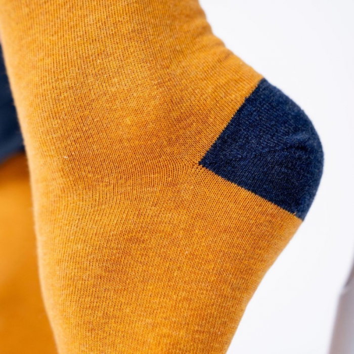 Sosete simple, bumbac, mustar (tricolor) - marime universala [5]