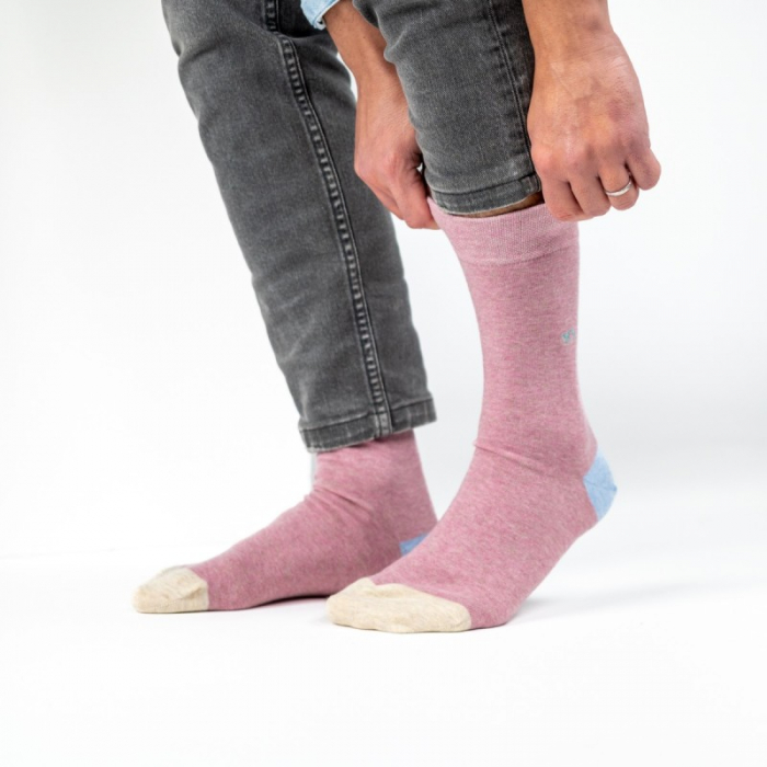 Sosete simple, bumbac, roz (tricolor) - marime universala [3]