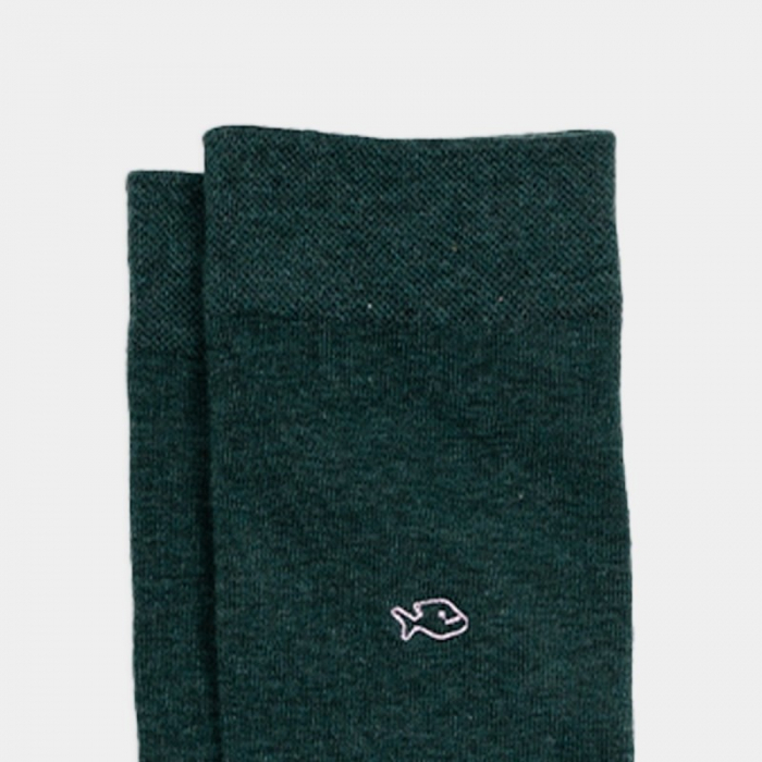 Sosete simple, bumbac, verde inchis / bej - marime universala [2]