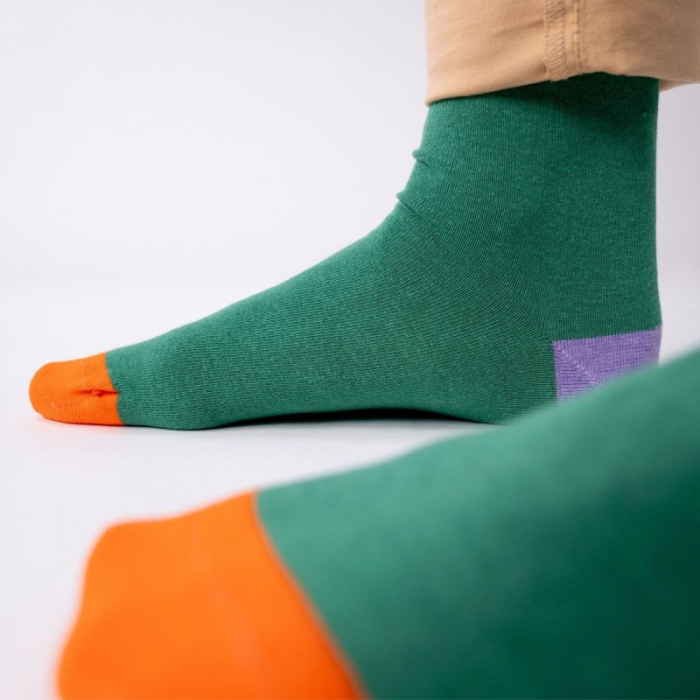 Sosete simple, bumbac, verde (tricolor) - marime universala [4]