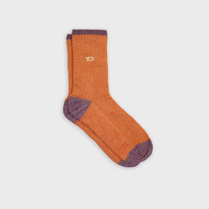 Sosete vintage sclipici, bumbac, portocaliu / violet - marime universala [1]