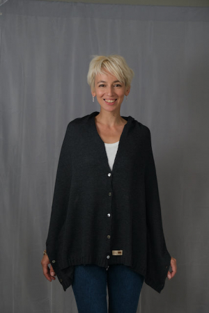 Imbracaminte - Accesoriu multifunctional The Pelerine, 100% lana oaie - gri inchis