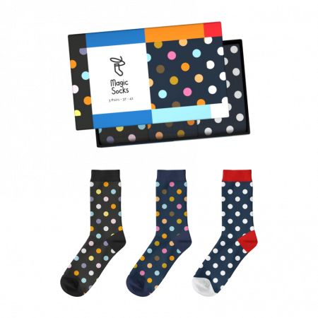 Cutie cu 3 perechi de sosete "Triple Dots"