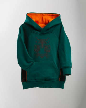 Hanorac cu gluga Tiger verde din bumbac [1]