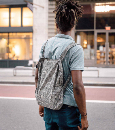 Sacosa-rucsac Notabag Hello World, Gri / Negru [2]