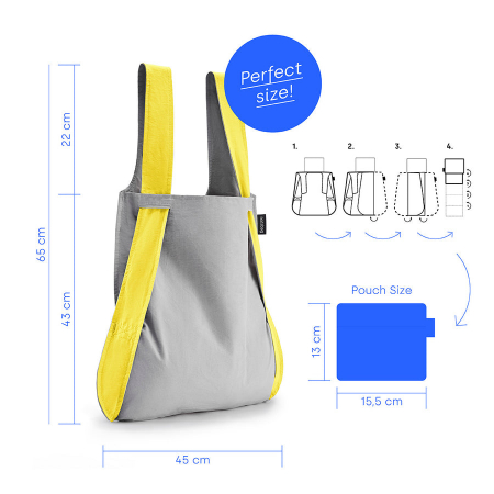 Sacosa-rucsac Notabag Galben / Gri [3]