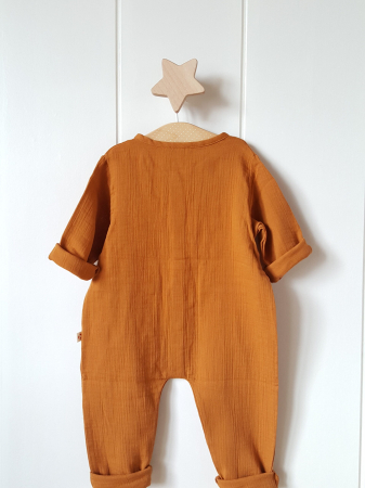 Salopeta copii, 100% bumbac organic, unisex - maro [1]