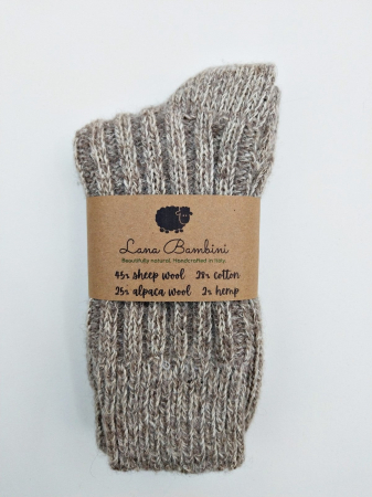 Sosete - Sosete adulti 45% lana oaie + 25% lana alpaca+ 28% bumbac + 2% canepa, model Sara