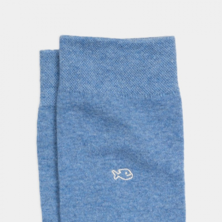 Sosete simple, bumbac, albastru (tricolor) - marime universala [5]