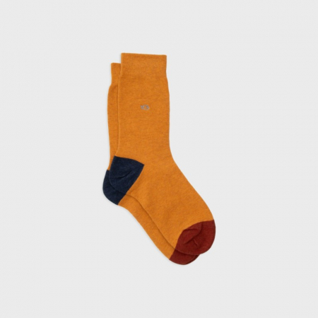 Regi - Sosete simple, bumbac, mustar (tricolor) - marime universala