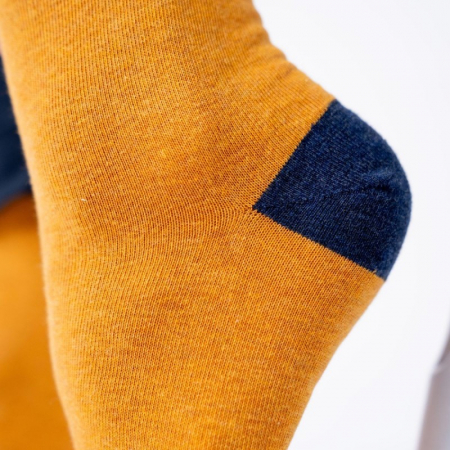 Sosete simple, bumbac, mustar (tricolor) - marime universala [4]