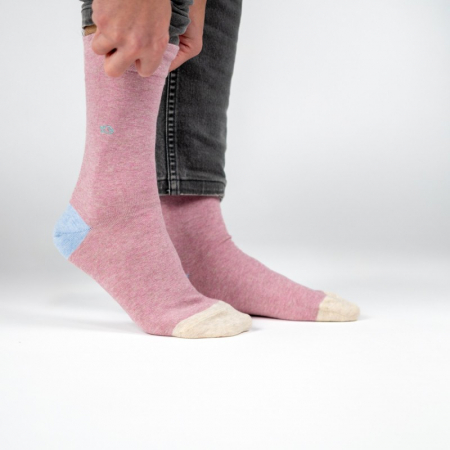 Sosete simple, bumbac, roz (tricolor) - marime universala [4]