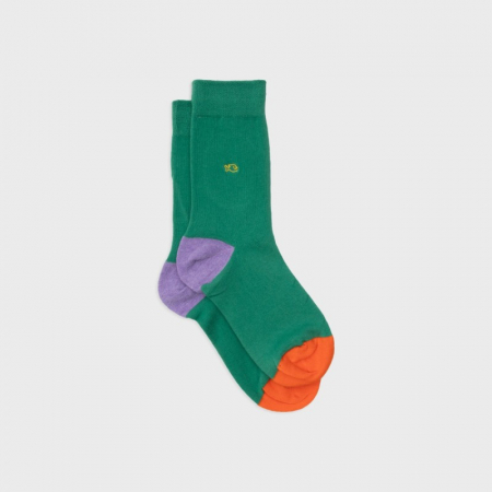 Regi si Regine - Sosete simple, bumbac, verde (tricolor) - marime universala