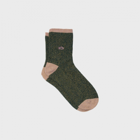 Regi si Regine - Sosete vintage sclipici, bumbac, verde - marime universala