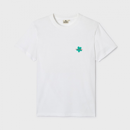 Imbracaminte - Tricou imprimat Flower, bumbac organic 100%, alb - marime S