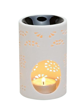 Aromaterapie - Vas ceramica pentru uleiuri esentiale, Crem - motiv Floare