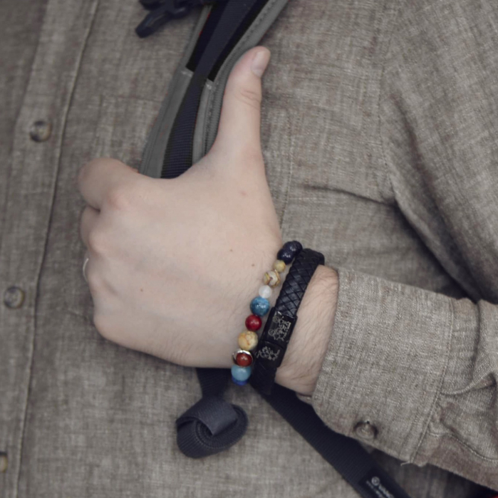 Cadou Barbati - Bratara Premium din Piele cu Copacul Vietii, Crom Negru [4]