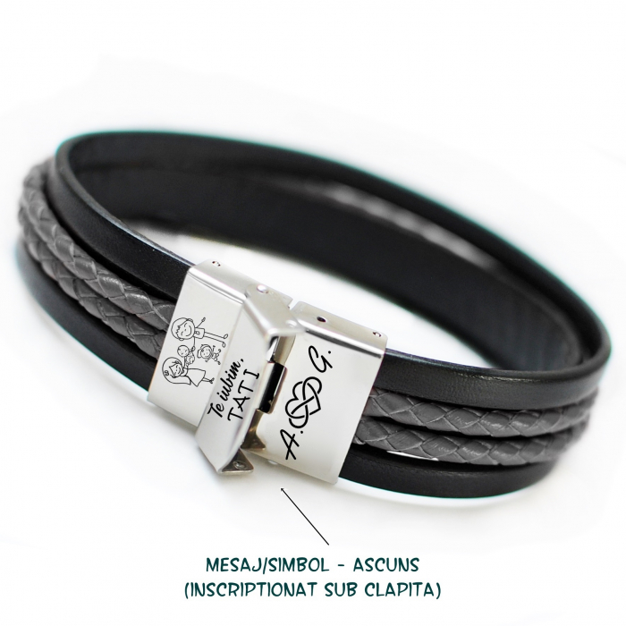 Te iubim tati - Bratara lata de piele cu mesaj [5]