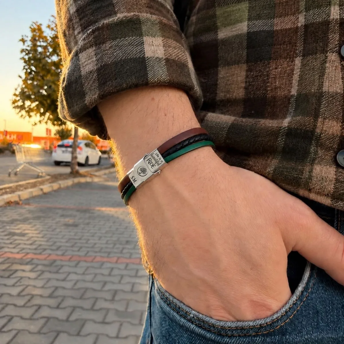 Bratara cu Nume pentru barbati si Mesaj, Life is a Beautiful Ride [2]