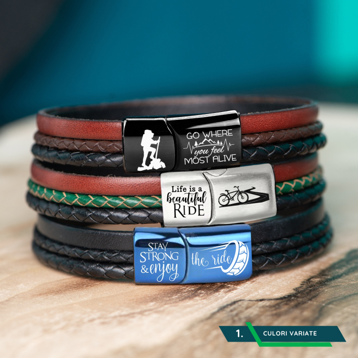 Bratara pentru Barbati, Personalizata cu Mesaj Călător, Slide Force [1]