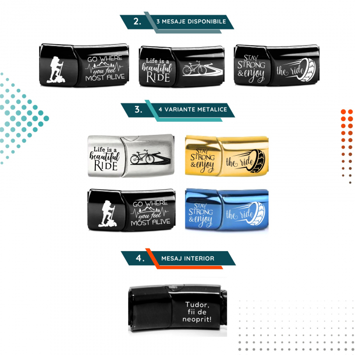 Bratara pentru Barbati, Personalizata cu Mesaj Călător, Slide Force [3]