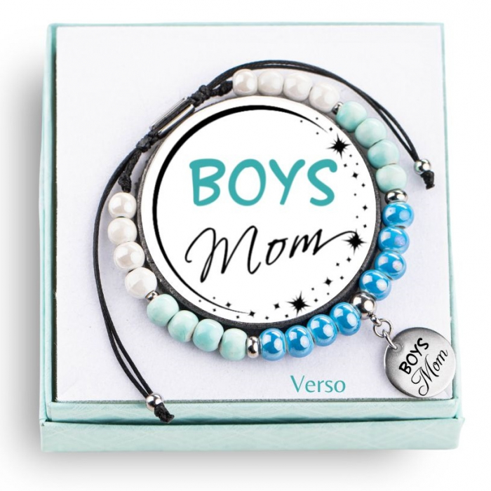 Bratara pentru Mama de doi Baieti - Boys Mom - Personalizata cu Nume, din Margele de Portelan [3]