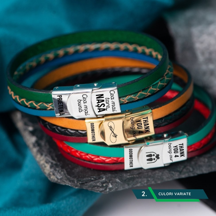 Nasa - Bratara din piele pentru dama cu mesaj (colorata) - inchizatoare aurie [2]