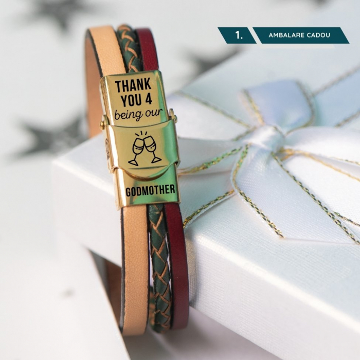 Nasa - Bratara din piele pentru dama cu mesaj (colorata) - inchizatoare aurie [1]