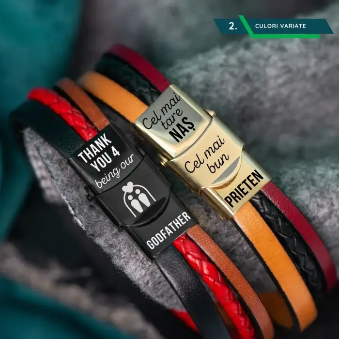 Bratara personalizata din piele - Cadou pentru Nasi de cununie [2]