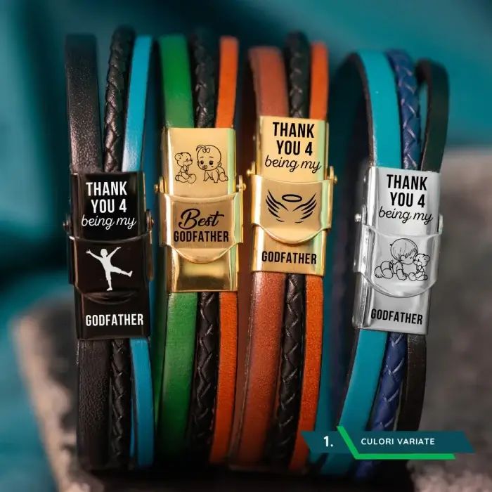 Bratara personalizata din piele - Cadou pentru Nasi de botez [2]