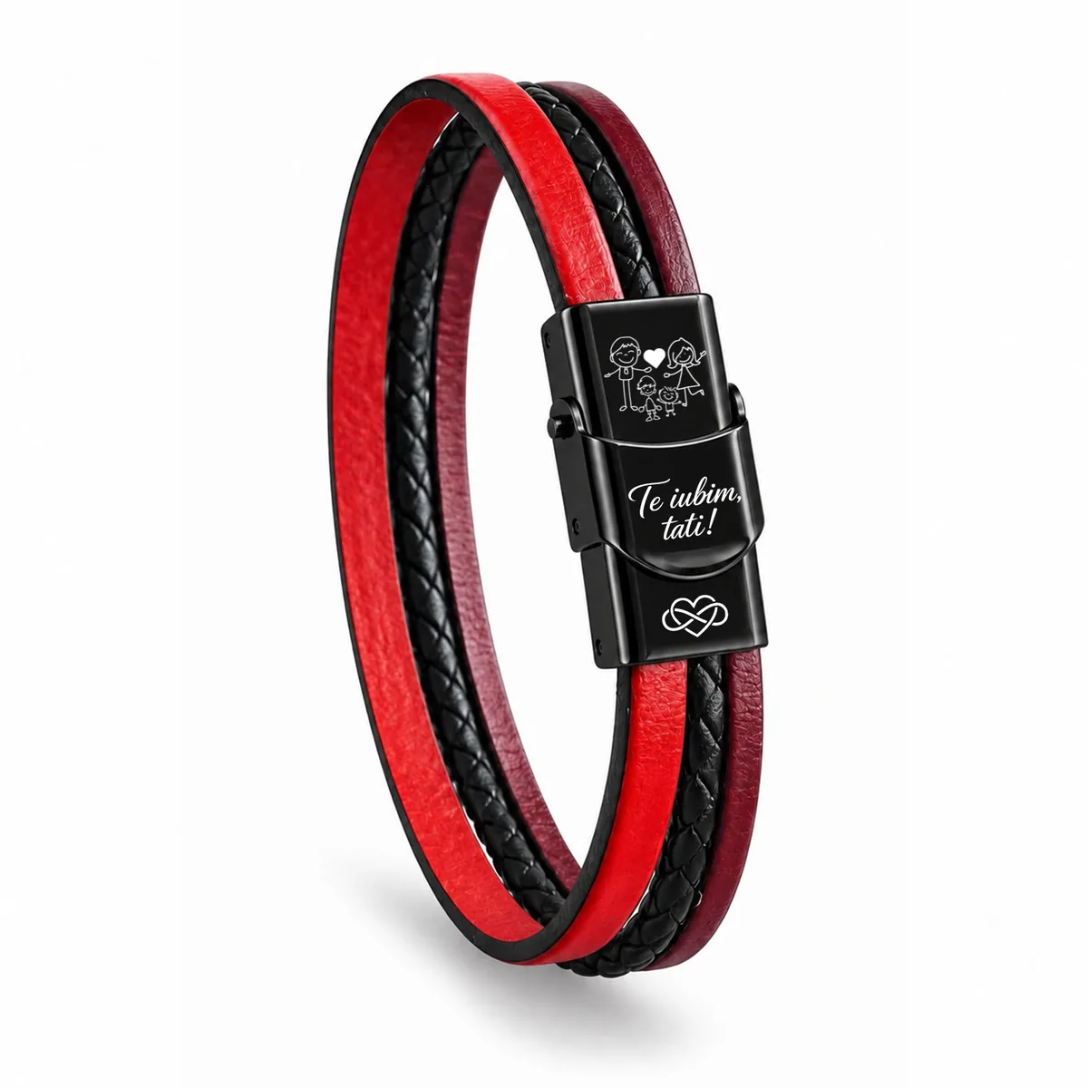 Brățară „Te Iubim Tati” pentru Tată de Băieți – Personalizată, Din Piele [3]