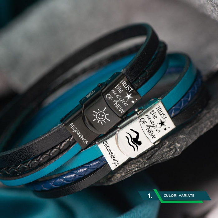 Bratari Baieti cu Mesaj New beginnings, Piele Naturala [2]