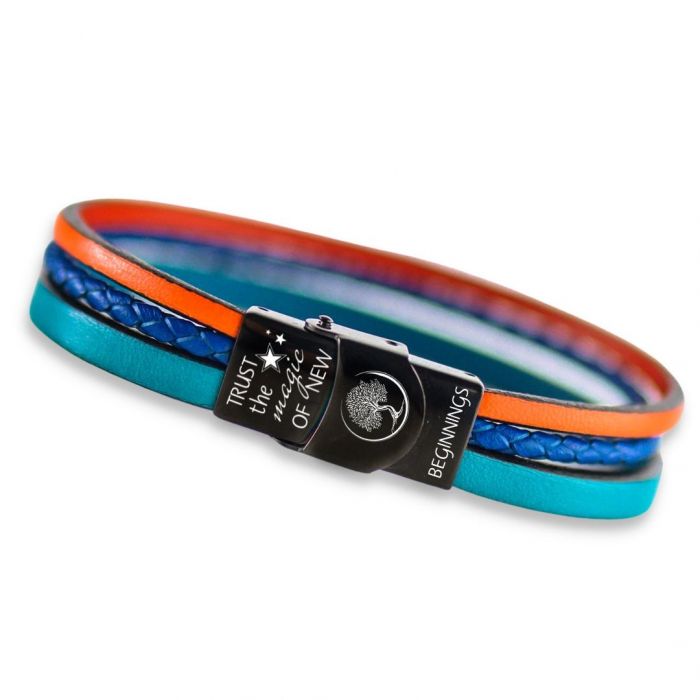 Bratari Baieti cu Mesaj New beginnings, Piele Naturala [4]