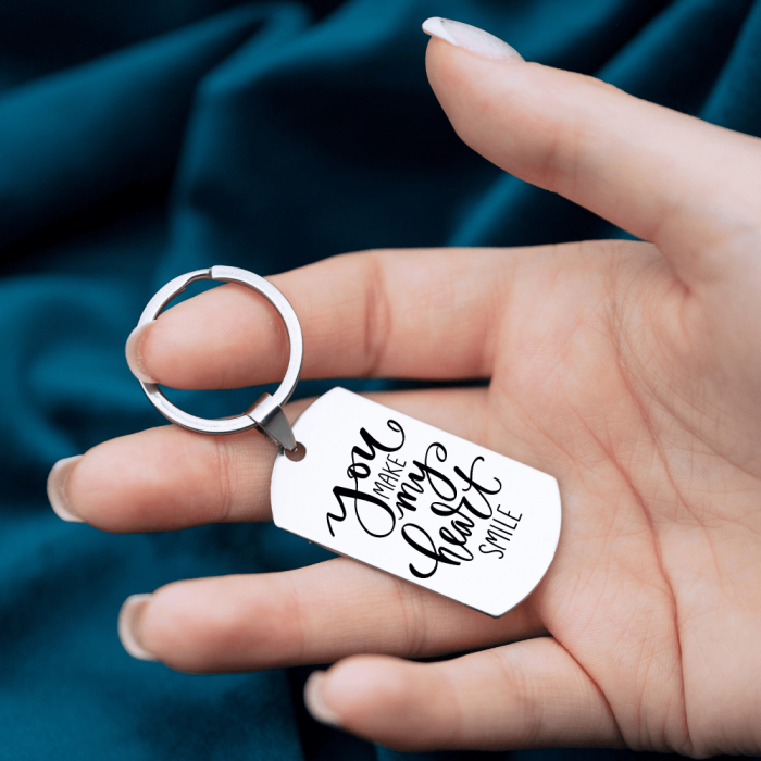Breloc Personalizat Cu Mesaj  - You Make My Heart Smile [2]