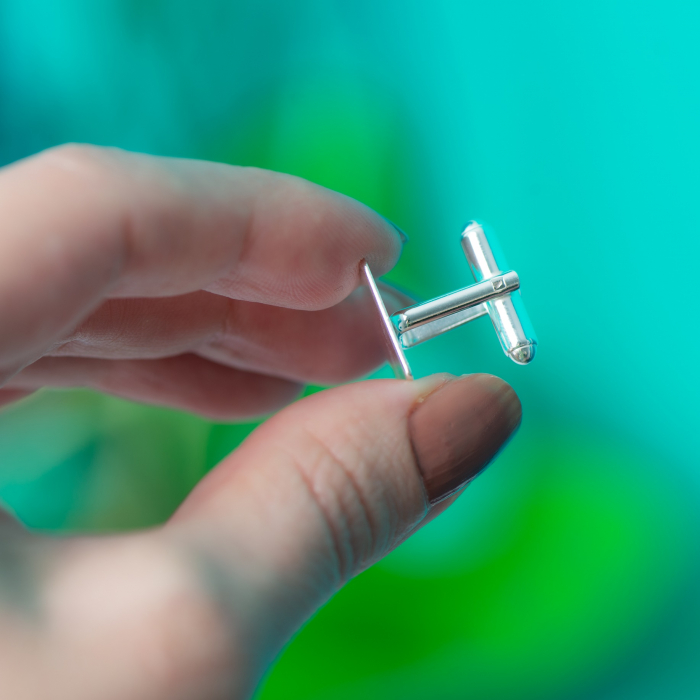 Butoni din argint pătrați, cu mesaj și simbol [4]