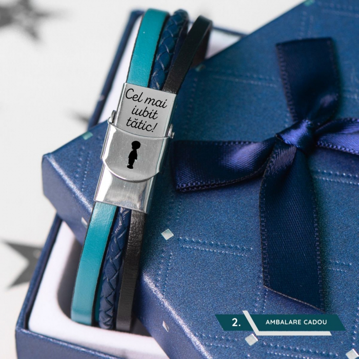 Cadou Barbati - Bratara din Piele Colorată cu Mesaj 'TATIC [1]