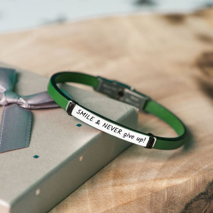 Cadou Barbati - Bratara Eleganta din Piele cu Placuta din Argint Personalizabila [3]