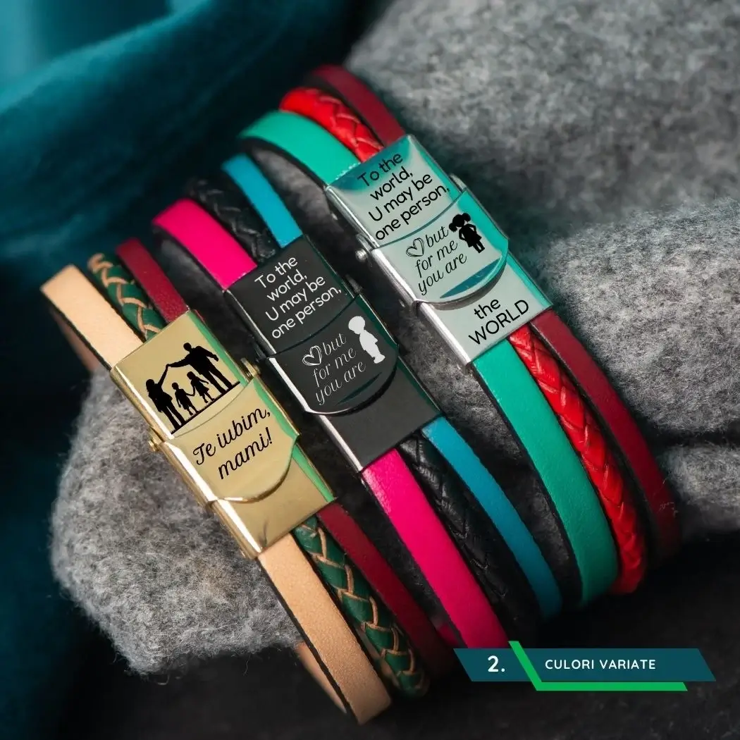 Cadou mamica - Bratara personalizata cu mesaj "Te iubim mami!" [2]