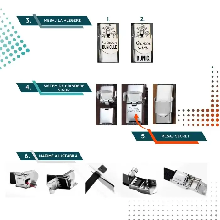 Cadou pentru Bunici - Bratara din piele personalizata cu mesaj, inchizatoare inox [3]