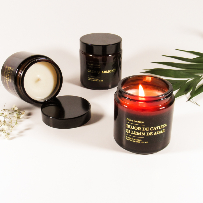 Lumanare parfumata bujor de catifea si lemn de agar bratara pietre semipretioase energia inimii [2]