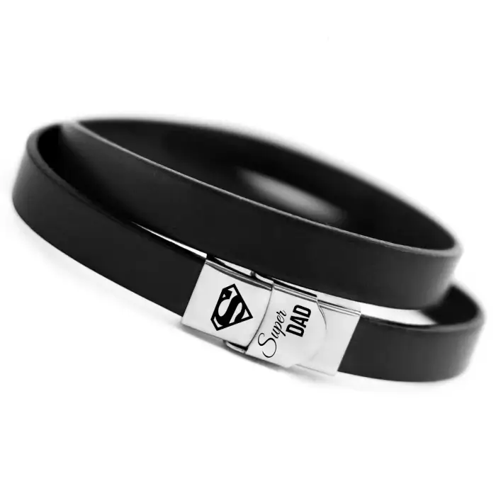 bratara din piele pentru tata inchizatoare otel inoxidabil ajustabila [1]